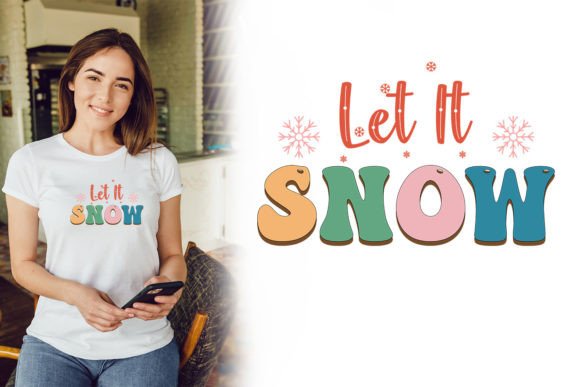 Christmas Rainbow SVG Let It Snow Graphic for Print Templates