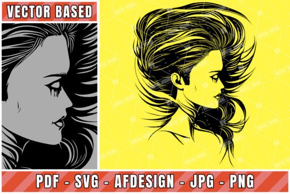 Goddess with Floating Hair Graphics for Crafts