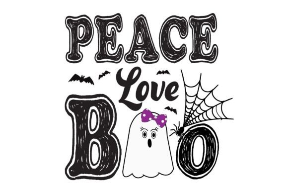 Peace Love Boo Halloween Design for Crafts and Graphics