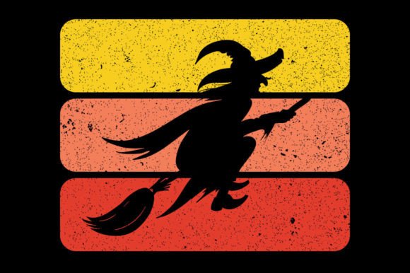 Retro Vintage Sunset Halloween Graphics for Print Templates