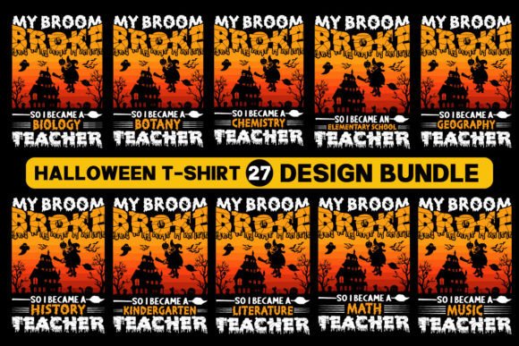 Witch Broom Broke Teacher Spooky Bundle for Crafts and Graphics