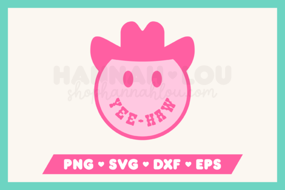 Yee-Haw Smiley Face with Cowboy Hat Graphics for Crafts